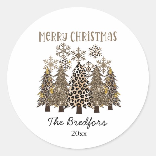 Glam Gold Glitter Leopard-laptop - Kerstmis Ronde Sticker (Voorkant)