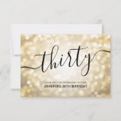 Glam Gold Glitter Lights 30th Verjaardag Dank u Bedankkaart (Voorkant)