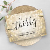Glam Gold Glitter Lights 30th Verjaardag Dank u Bedankkaart