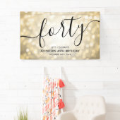 Glam Gold Glitter Lights 40e verjaardag Spandoek (Insitu)