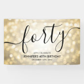 Glam Gold Glitter Lights 40e verjaardag Spandoek (Horizontaal)