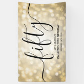 Glam Gold Glitter Lights 50ste verjaardag Spandoek (Verticaal)