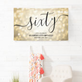 Glam Gold Glitter Lights 60e verjaardag Spandoek (Insitu)