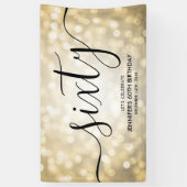 Glam Gold Glitter Lights 60e verjaardag Spandoek (Verticaal)