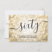 Glam Gold Glitter Lights 60th Verjaardag Dank u Bedankkaart (Voorkant)