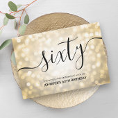 Glam Gold Glitter Lights 60th Verjaardag Dank u Bedankkaart