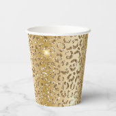 Glam Gold Glitter Luipaard Papieren Bekers (Achterkant)