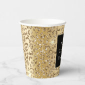 Glam Gold Glitter Luipaard Papieren Bekers (Rechts)