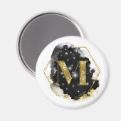 Glam Gold Glitter M Monogram Magnet (Voorkant / Achterkant)