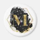 Glam Gold Glitter M Monogram Magnet (Voorkant)