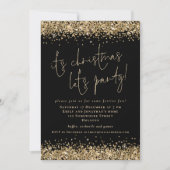 Glam Gold Glitter met kerstfeestjes Black Kaart (Voorkant)
