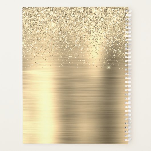Glam Gold Glitter Metal Beauty Salon Lashes 2024 Planner (Achterkant)