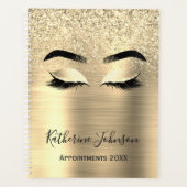 Glam Gold Glitter Metal Beauty Salon Lashes 2024 Planner (Voorkant)