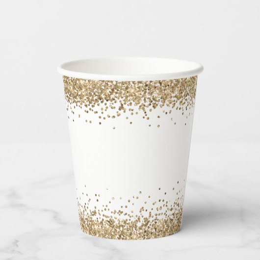 Glam Gold Glitter Naam Klasse van 2024 Afstuderen Papieren Bekers (Achterkant)