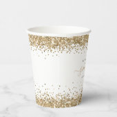 Glam Gold Glitter Naam Klasse van 2024 Afstuderen Papieren Bekers (Rechts)