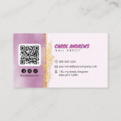 Glam Gold Glitter Nail Artist Nail Technician Art Visitekaartje (Achterkant)