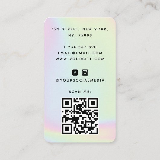 Glam Gold Glitter Nails Holographic Pastel Salon Visitekaartje (Achterkant)