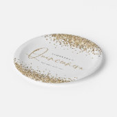 Glam Gold Glitter Name Date Quinceañera 15th Party Papieren Bordje (Gekanteld)