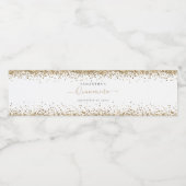 Glam Gold Glitter Name Date Quinceañera Party Waterfles Etiket (Enkel label)