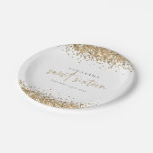 Glam Gold Glitter Name Date Sweet Sixteen Papieren Bordje (Gekanteld)