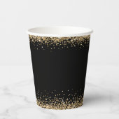 Glam Gold Glitter Name Date Third Party Black Papieren Bekers (Achterkant)