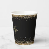 Glam Gold Glitter Name Date Third Party Black Papieren Bekers (Links)