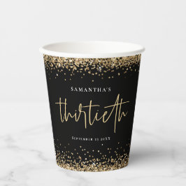 Glam Gold Glitter Name Date Third Party Black Papieren Bekers
