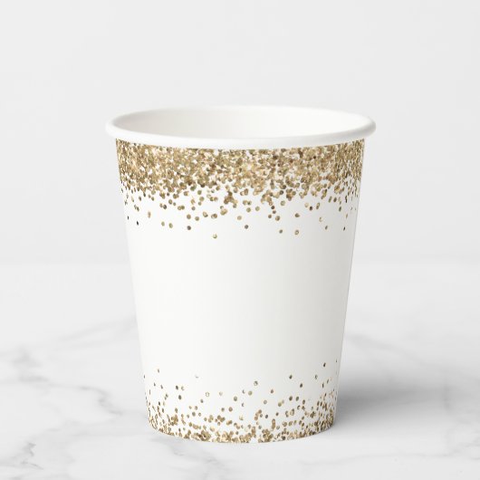 Glam Gold Glitter Name Date Vrijgezellenfeest Papieren Bekers (Achterkant)