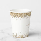 Glam Gold Glitter Name Date Vrijgezellenfeest Papieren Bekers (Rechts)