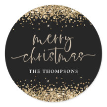 Glam Gold Glitter Name Merry KerstBlack