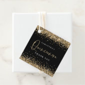 Glam Gold Glitter Name Quinceañera Hartelijk dank, Bedankjes Labels (In situ)