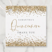 Glam Gold Glitter Name Quinceañera Hartelijk dank Bedankjes Labels (Voorkant)