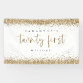 Glam Gold Glitter Name Welcome 21ste Spandoek (Horizontaal)