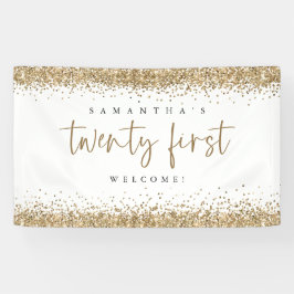 Glam Gold Glitter Name Welcome 21ste Spandoek