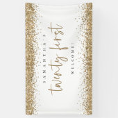 Glam Gold Glitter Name Welcome 21ste Spandoek (Verticaal)