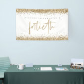 Glam Gold Glitter Name Welcome Fortieth Party Spandoek (Beurs)
