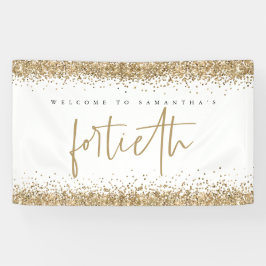 Glam Gold Glitter Name Welcome Fortieth Party Spandoek