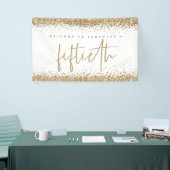 Glam Gold Glitter Name Welkom 50e Spandoek (Beurs)
