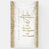 Glam Gold Glitter Name Welkom 50e Spandoek (Verticaal)