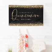 Glam Gold Glitter Name Welkom Quinceañera Black Spandoek (Insitu)