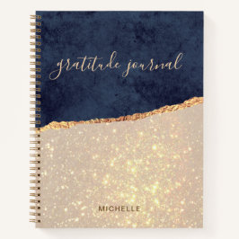 Glam Gold Glitter Navy Blue Gratitude Journal Notitieboek