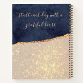 Glam Gold Glitter Navy Blue Gratitude Journal Notitieboek (Achterkant)