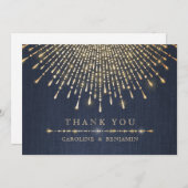 Glam gold glitter navy deco bruiloft bedankt (Voorkant / Achterkant)