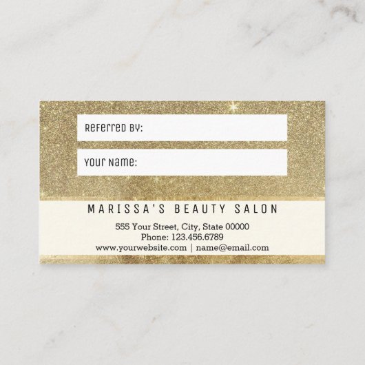 Glam Gold Glitter-netwerkverwijzingskaart Aanbevelingskaartje (Achterkant)