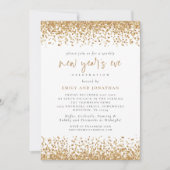 Glam Gold Glitter New Years Eve White Kaart (Voorkant)