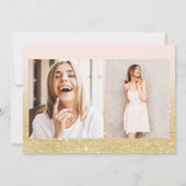 Glam gold glitter ombre script roze quinceañera kaart (Achterkant)