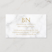 Glam Gold Glitter Paint White Marble Monogram Visitekaartje (Achterkant)