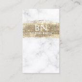 Glam Gold Glitter Paint White Marble Monogram Visitekaartje (Voorkant)