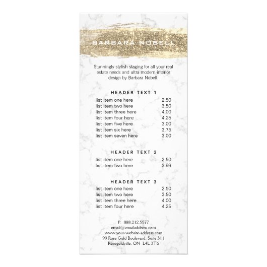 Glam Gold Glitter Paint Wit Marmer Reclamekaart (Voorkant)