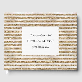 Glam Gold Glitter Pearl Stripes Gastenboek